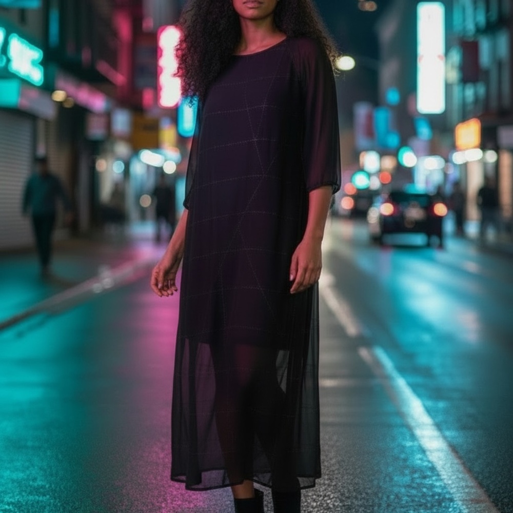 Black Sheer Sequin Dress w/ Slip Size 2